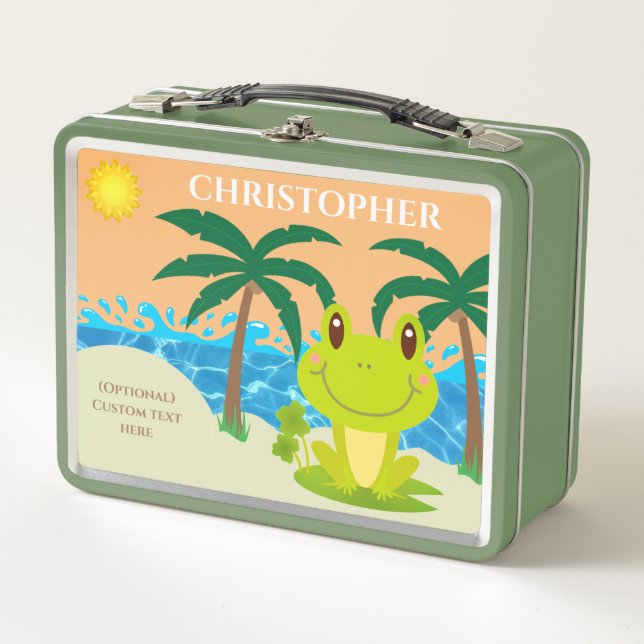 Lunch Box Frog Beach personnalisable ajouter un nom texte (Devant)