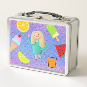 Lunch Box Fruits Crème glacée Jus Fille