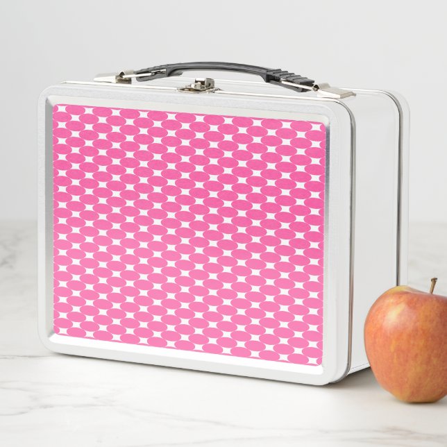 Lunch Box Fun Rose Rétro Carrelé Rectangulaire Blanc Starbur (En situation)