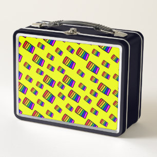 Lunch Box Funky Neon Rainbow Block Motif