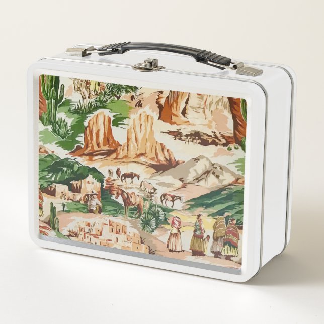 Lunch Box Gamelle occidentale de thème de paysage de rétro (Devant)