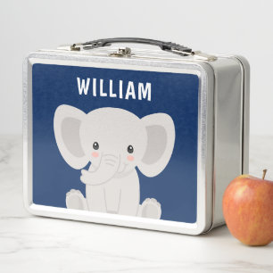Lunch Box Garçon Elephant Marine Bleu Personnalisé Enfants