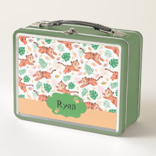 Lunch Box Garçons Cute Tiger Wild Jungle Safari avec nom En