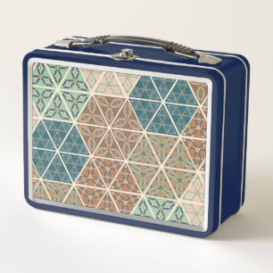 Lunch Box Geo extérieur XI motif tribal bleu et vert de  