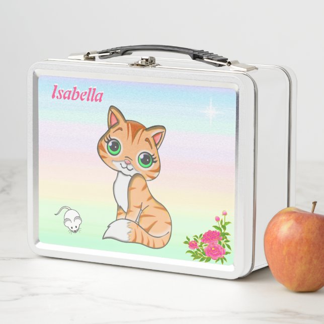 Lunch Box Ginger kitty chat, souris & étoile aux couleurs pa (En situation)