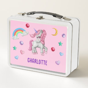 Lunch Box Girls Magical Unicorn Rainbow Kids Personnalisé