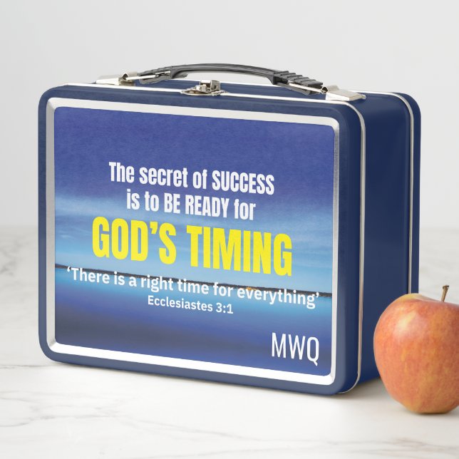 Lunch Box GODS TIMING Inspirational Christian Quote (En situation)