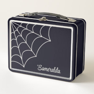 Lunch Box Goth Spiderweb Noir et Blanc Personnalisé