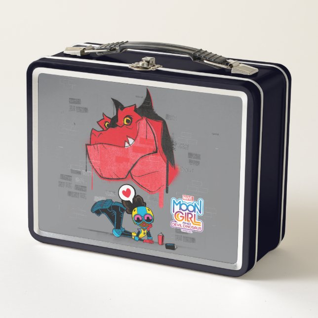 Lunch Box Graffiti Lune Girl and Devil Dinosaur Peinture (Devant)