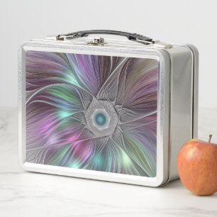 Lunch Box Grande Fleur colorée Abstraite Trippy Fractal Art