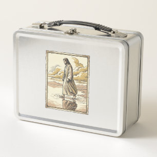 Lunch Box Gravure de marche spirituelle vintage sur l'eau