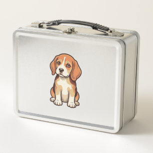 Lunch Box Gravure vintage chiot Beagle Art vectoriel_1