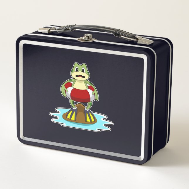Lunch Box Grenouille à la natation avec anneau de natation (Devant)