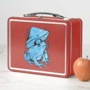Lunch Box Grenouille bleue avec champignon Style Cottagecore