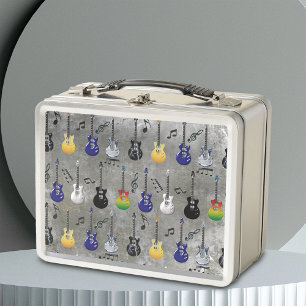 Lunch Box Guitares Électriques Et Notes De Musique