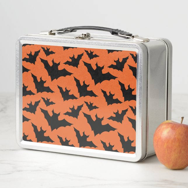 Lunch Box Halloween chauves-souris noires orange cool éffray (En situation)
