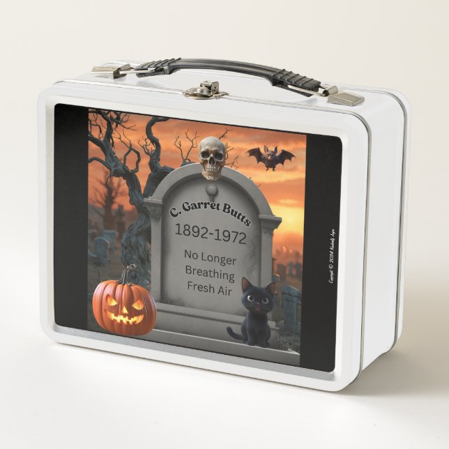 Lunch Box Halloween gravestone humour "C. Boutons de la Garr (Devant)