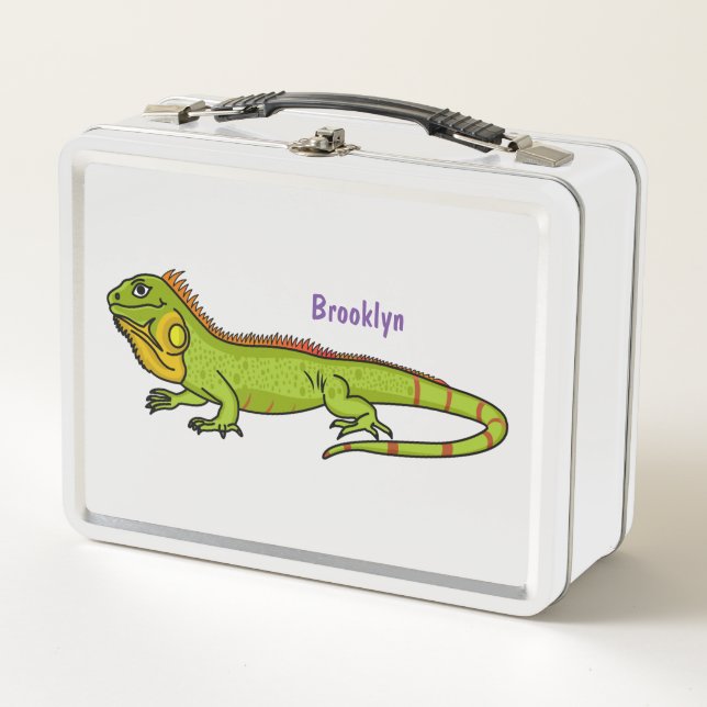 Lunch Box Happy green iguana cartoon (Devant)