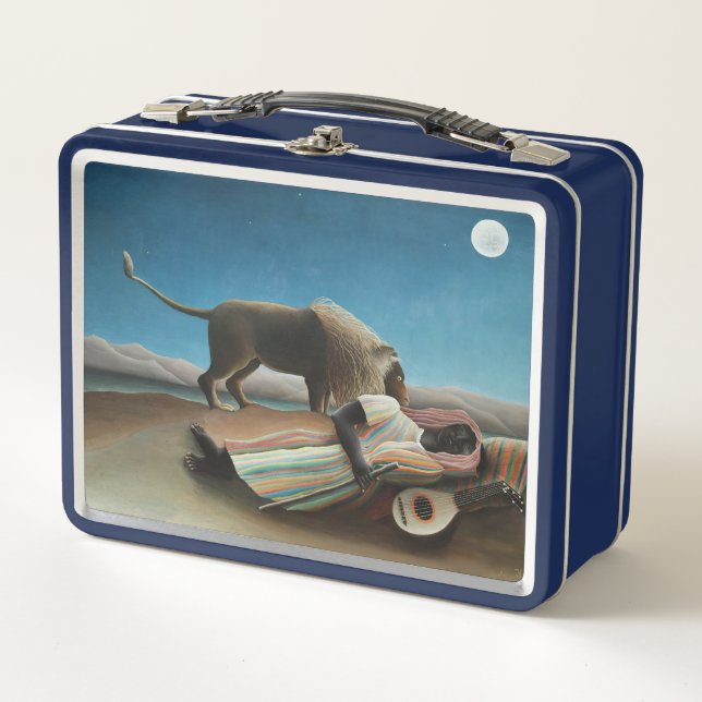 Lunch Box Henri Rousseau Dormir Gitan Lion Peinture (Devant)