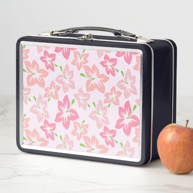 Lunch Box Hibiscus Rose, Fleurs Roses, Motif De Fleurs (En situation)