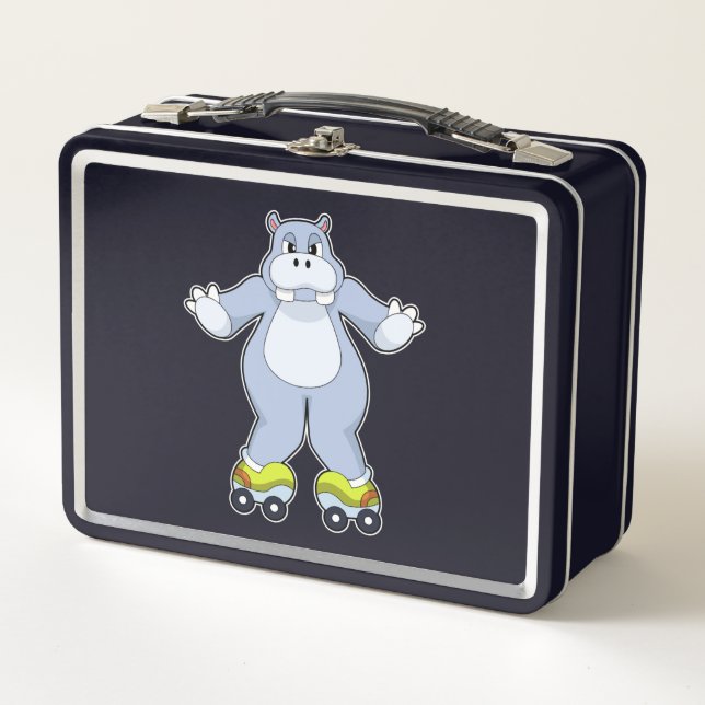 Lunch Box Hippo avec patins à rouleaux (Devant)