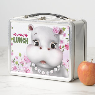 Lunch Box Hippo dans des perles Fille Florale Rose