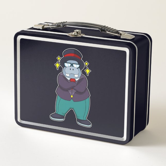 Lunch Box Hippo en forme de groom avec Suit.PNG (Devant)