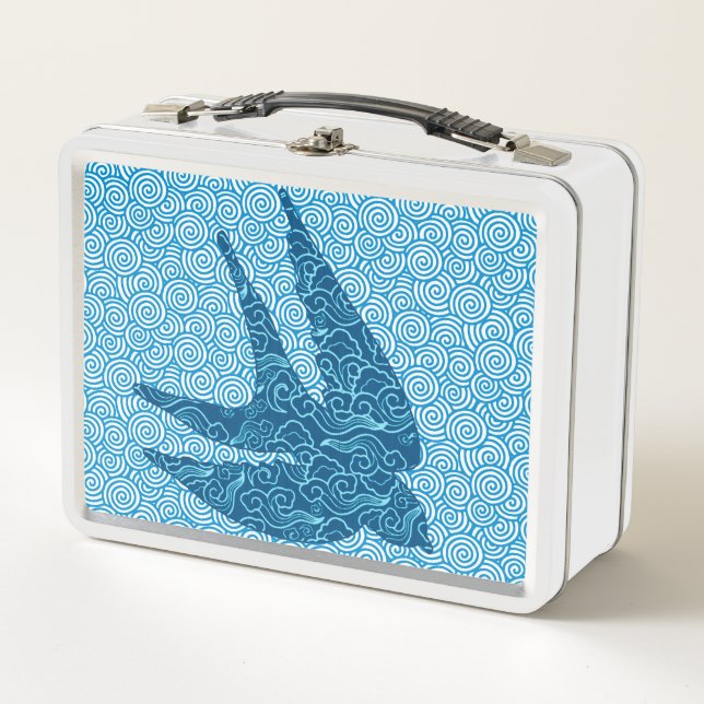 Lunch Box Hirondelle japonaise en vol, Cobalt et bleu pâle (Devant)