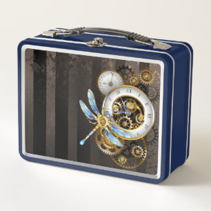 Lunch Box Horloge à vapeur avec libellule mécanique