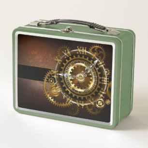 Lunch Box Horloge Steampunk avec des engrenages anciens