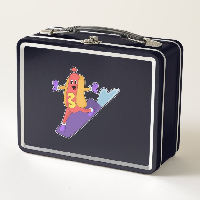 Lunch Box Hot-dog as Snowboarder with Sonowboard (Devant)