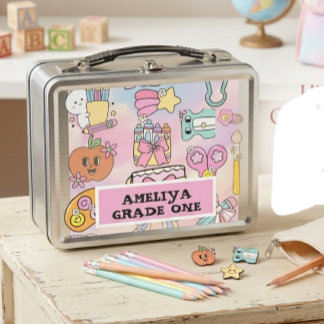 Lunch Box Icônes ABC pastel personnalisées pour filles Retou