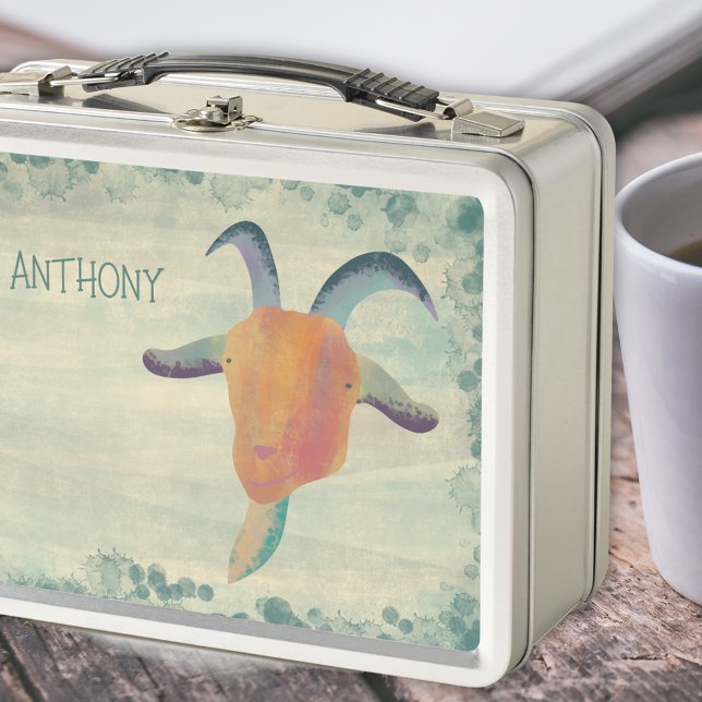 Lunch Box Illustration de chèvre peinte moderne personnalisé (Créateur téléchargé)
