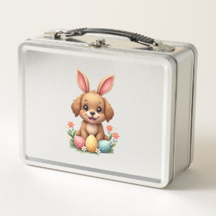 Lunch Box Illustration de chien de Pâques vintage avec lapin