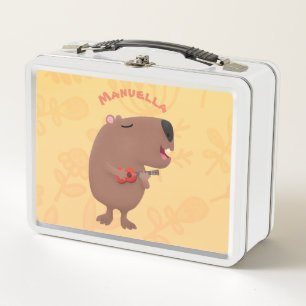 Lunch Box Illustration de dessin animé de capybara ukulele