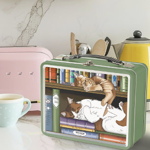 Lunch Box Illustration d'une étagère à livres avec des chats