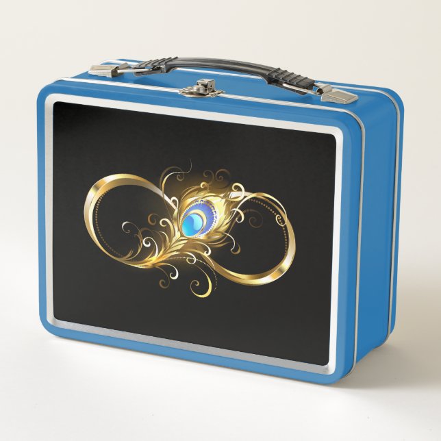 Lunch Box Infinité avec plume de paon doré (Devant)