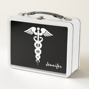 Lunch Box Infirmière Docteur Médicale Caduceus Coutume Noi