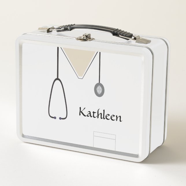 Lunch Box Infirmière personnalisée Médicale Scrubs Blanc (Devant)