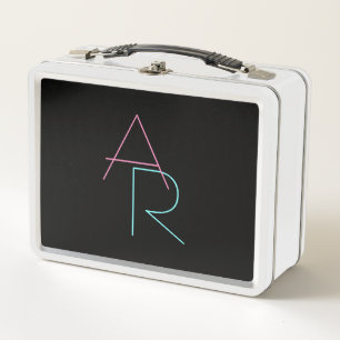 Lunch Box Initiales de chevauchement modernes   Rose Turquoi