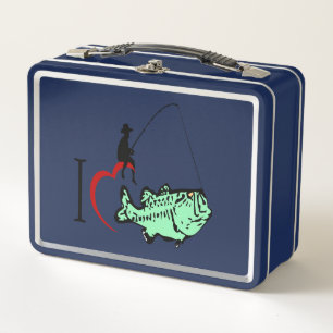 Lunch Box J'adore aller pêcher avec un coeur rouge