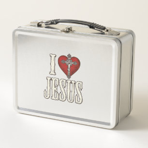 Lunch Box J'aime Jésus gravure vintage conception de t-shirt