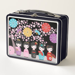 Lunch Box Japonais Kokeshi Dolls Noir