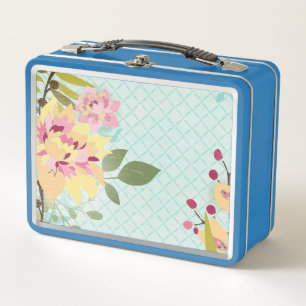 Lunch Box Jardin floral, arrière - plan bleu