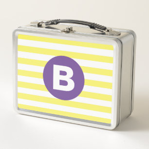 Lunch Box Jaune Ensoleillé Rayé Monogramme Violet