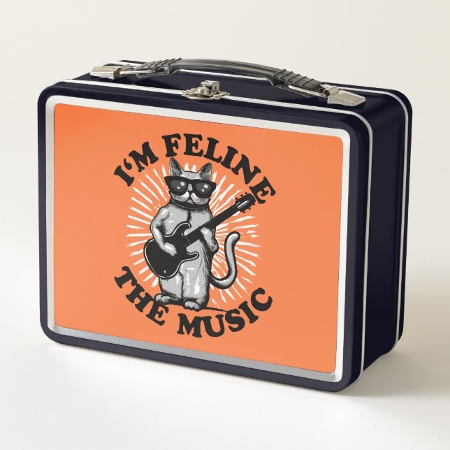 Lunch Box Je suis Feline La Musique | Chat Joueur de guitare (Devant)
