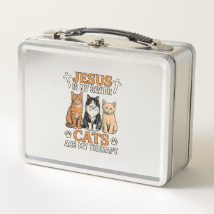 Lunch Box Jésus et les chats sont ma thérapie Vintage T-shir