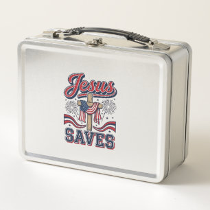 Lunch Box Jésus Sauve Chemise Chrétienne Patriotique Vintage