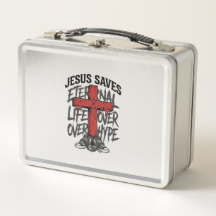 Lunch Box Jésus Sauve Croix Vintage Vêtement de Rue Chrétien