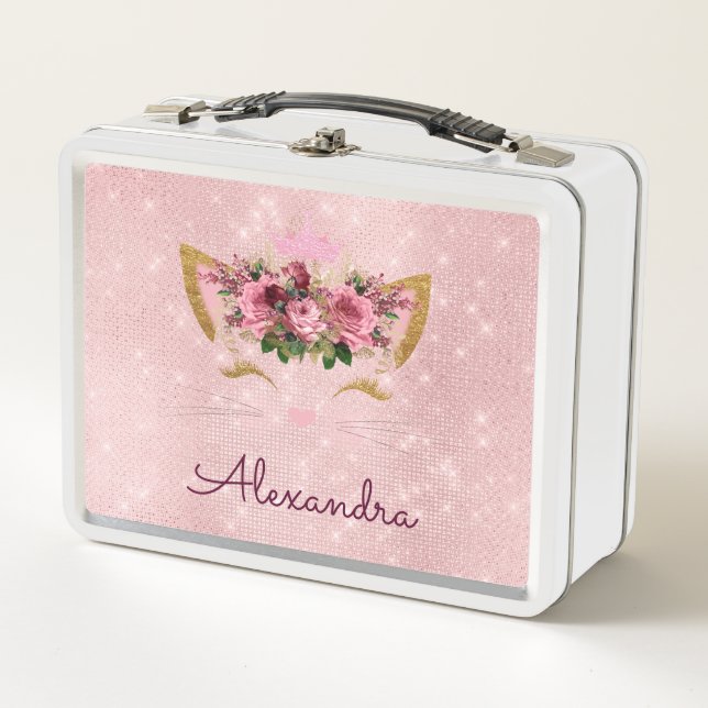 Lunch Box Joli Blush Rose Kitty Monogram School (Devant)